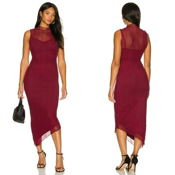 Lovers and Friends Michel Midi Dress - Merlot - Picture 1 of 12